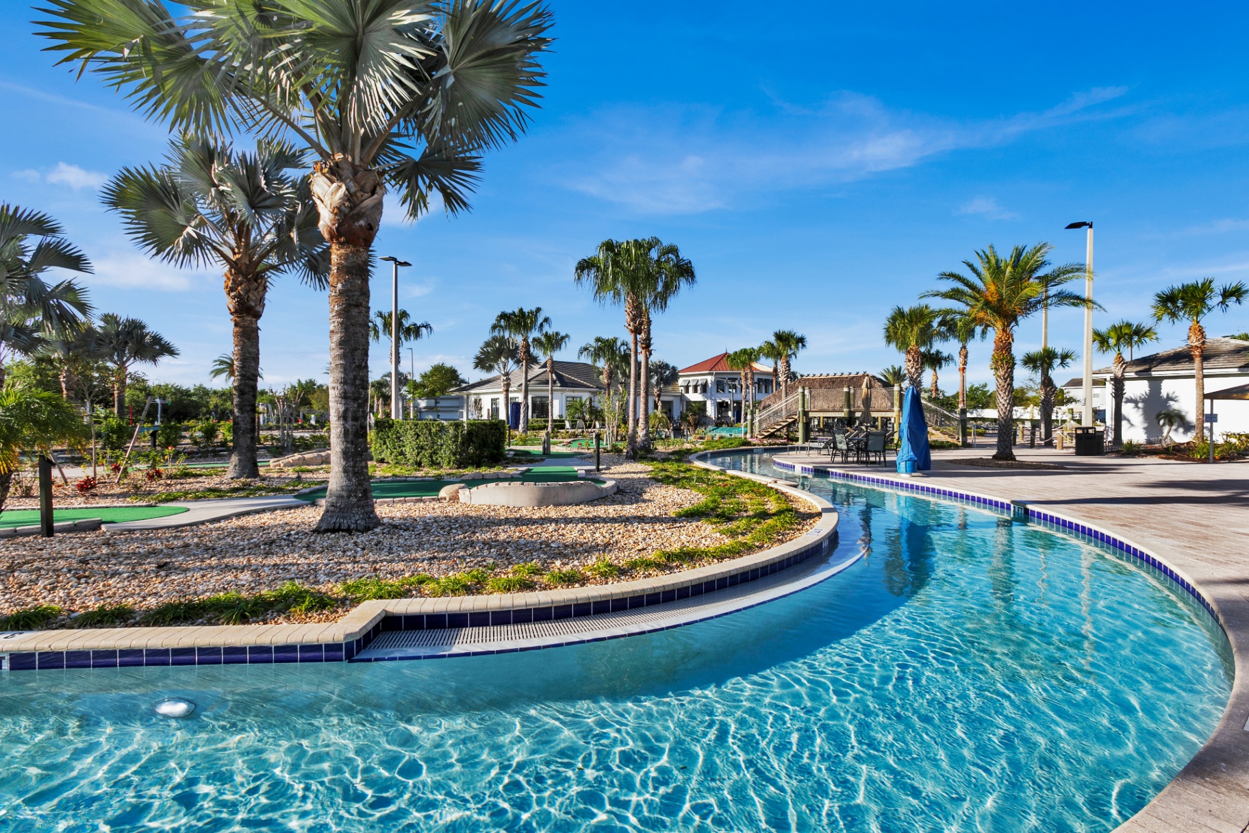 Lazy river winding through the resort