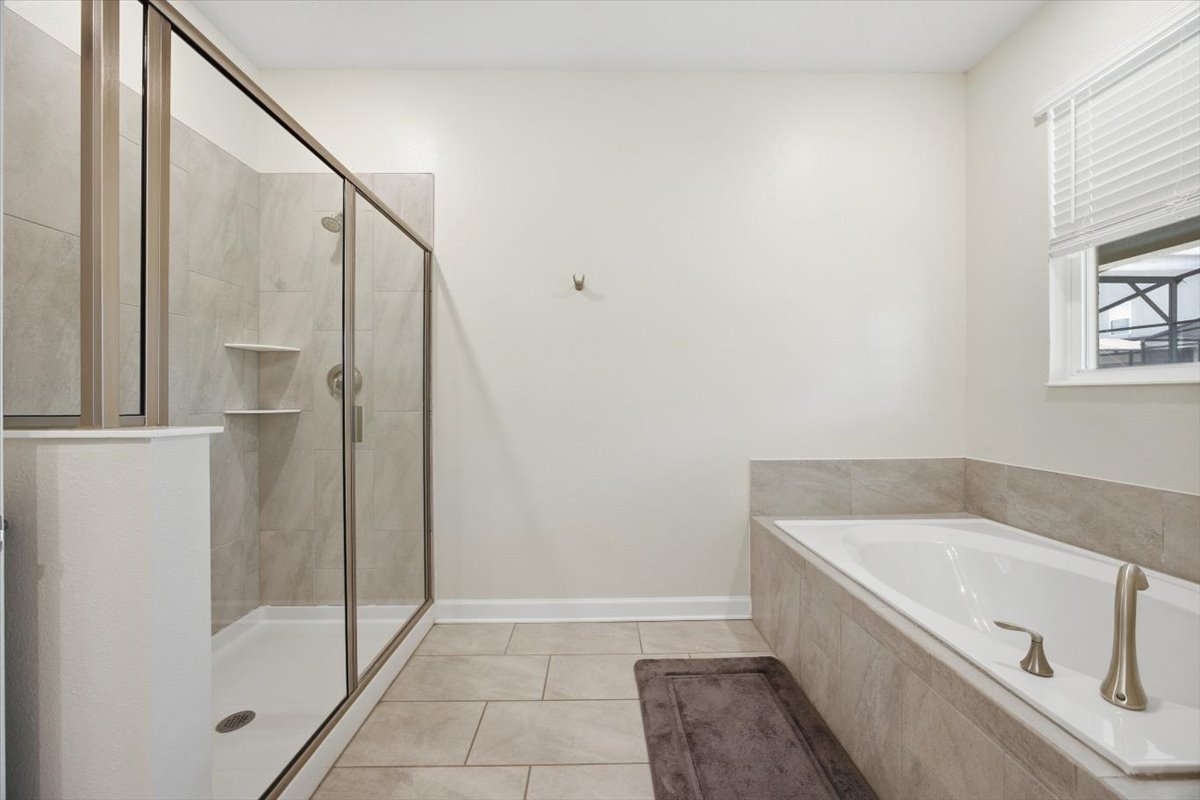 Master bath shower and soaking tub