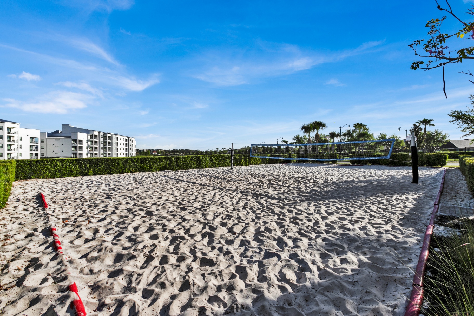Sand beach volleyball court